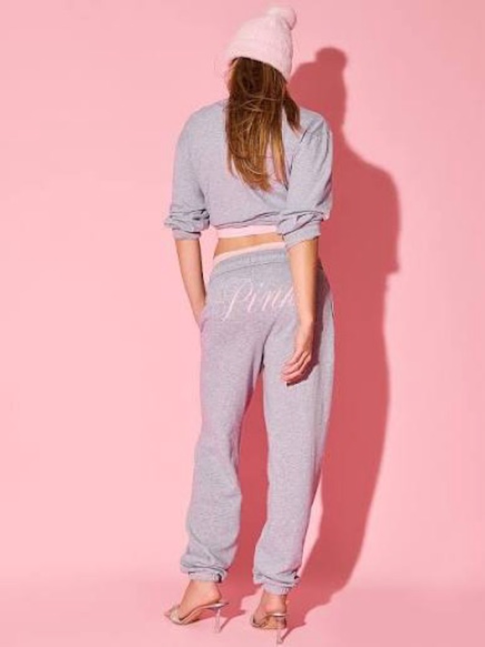 NWOT Pink vs Campus fleece sweatpants heather grey pink holiday